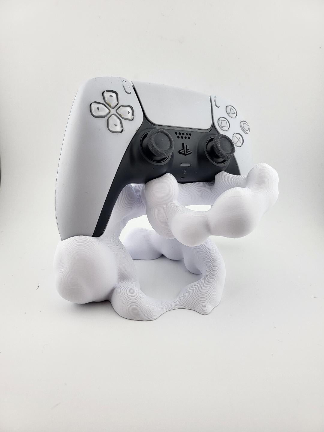 Abstract Cloud PS5 Controller Stand – Organic Blob DualSense Holder, Minimal White Gaming Desk Decor