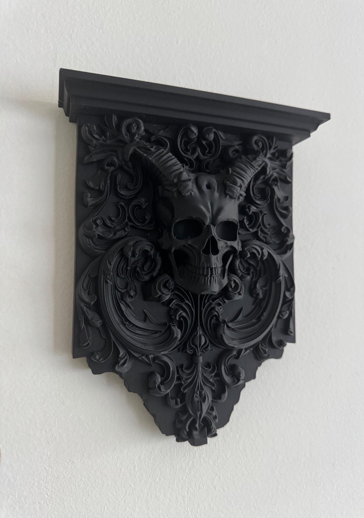 Gothic Skull Wall Shelf | Baroque Demon Corbel Decor | Dark Victorian Wall Accent | Alternative Home Decor | Horror Statement Piece
