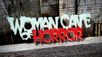 Woman Cave of Horror Sign Shelf Art, Woman's Den Room Signage Diorama - Gift for Horror Fans