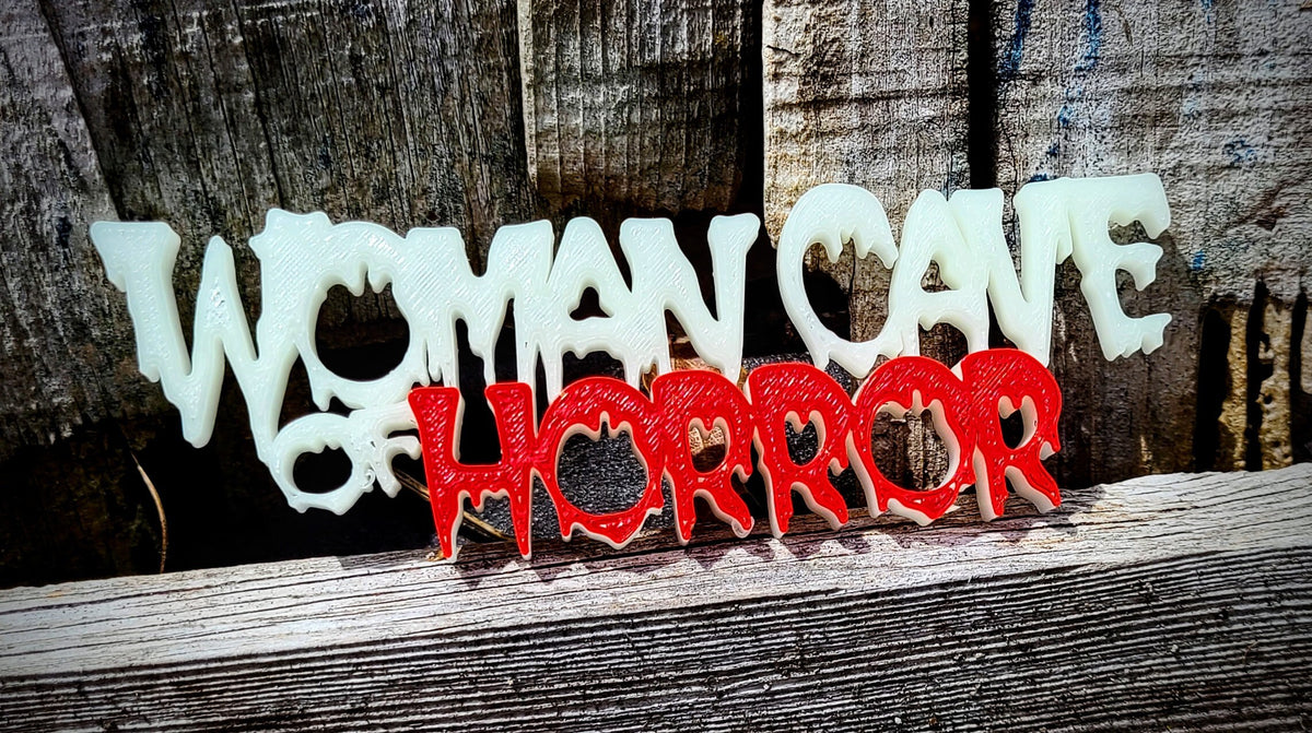 Woman Cave of Horror Sign Shelf Art, Woman's Den Room Signage Diorama - Gift for Horror Fans
