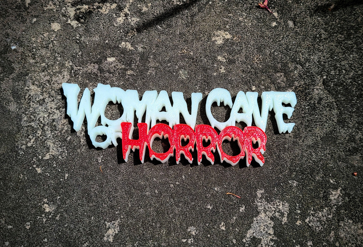 Woman Cave of Horror Sign Shelf Art, Woman's Den Room Signage Diorama - Gift for Horror Fans