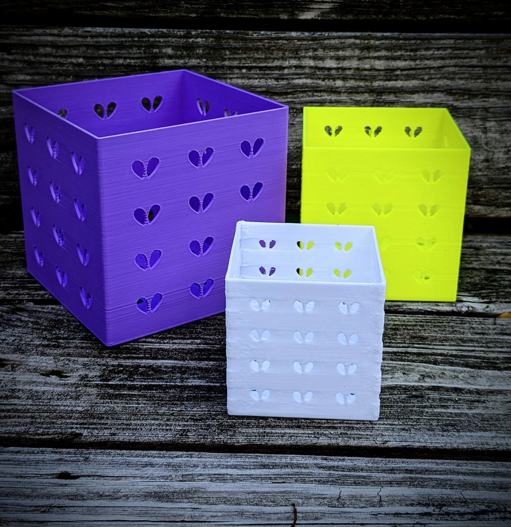 Square Orchid Pot with Heart Holes - Pot Liner for Orchids - Air Pot 3" to 8" in diameter - Sturdy Square Orchid Pot, product image 3
