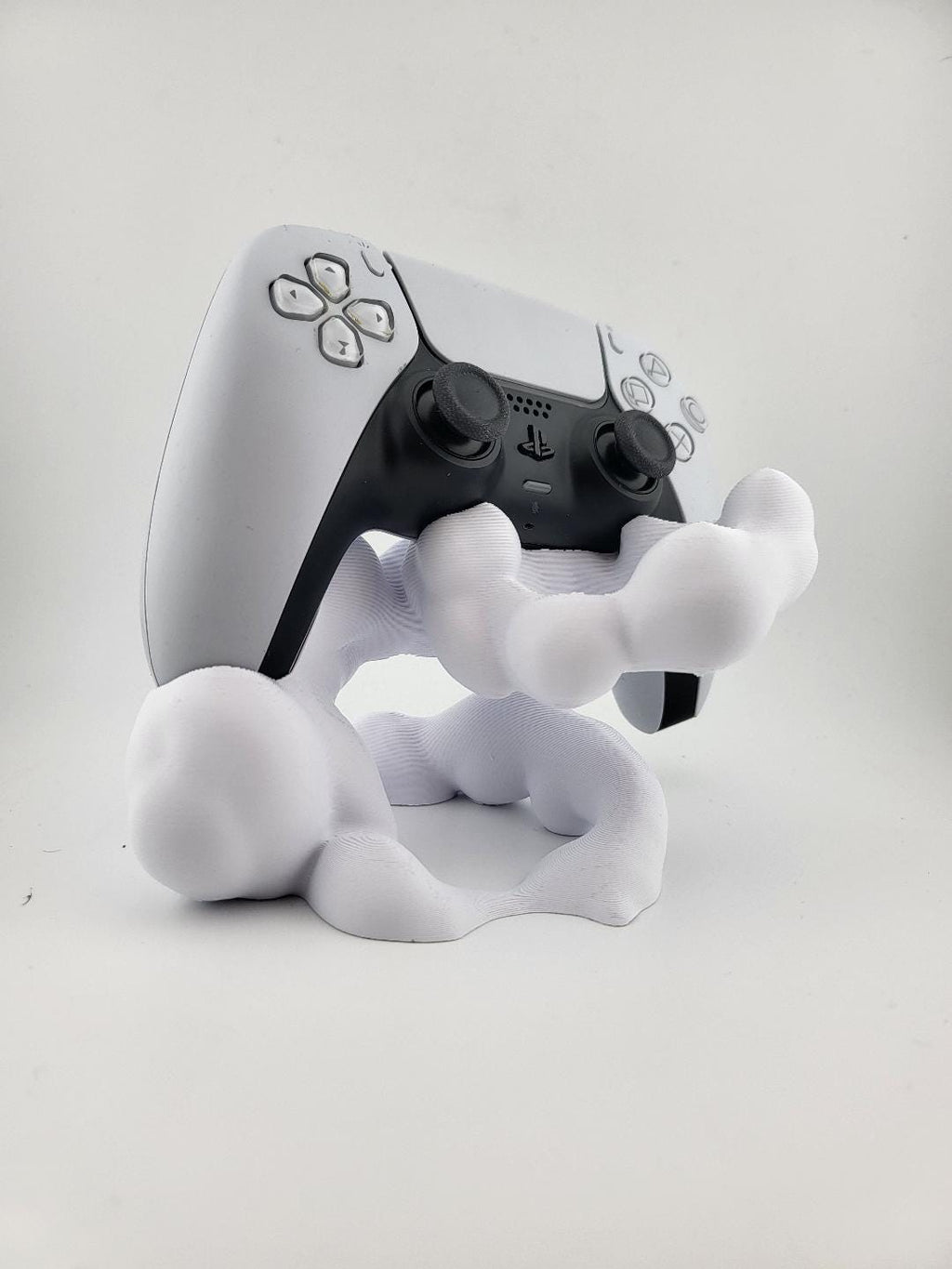 Abstract Cloud PS5 Controller Stand – Organic Blob DualSense Holder, Minimal White Gaming Desk Decor