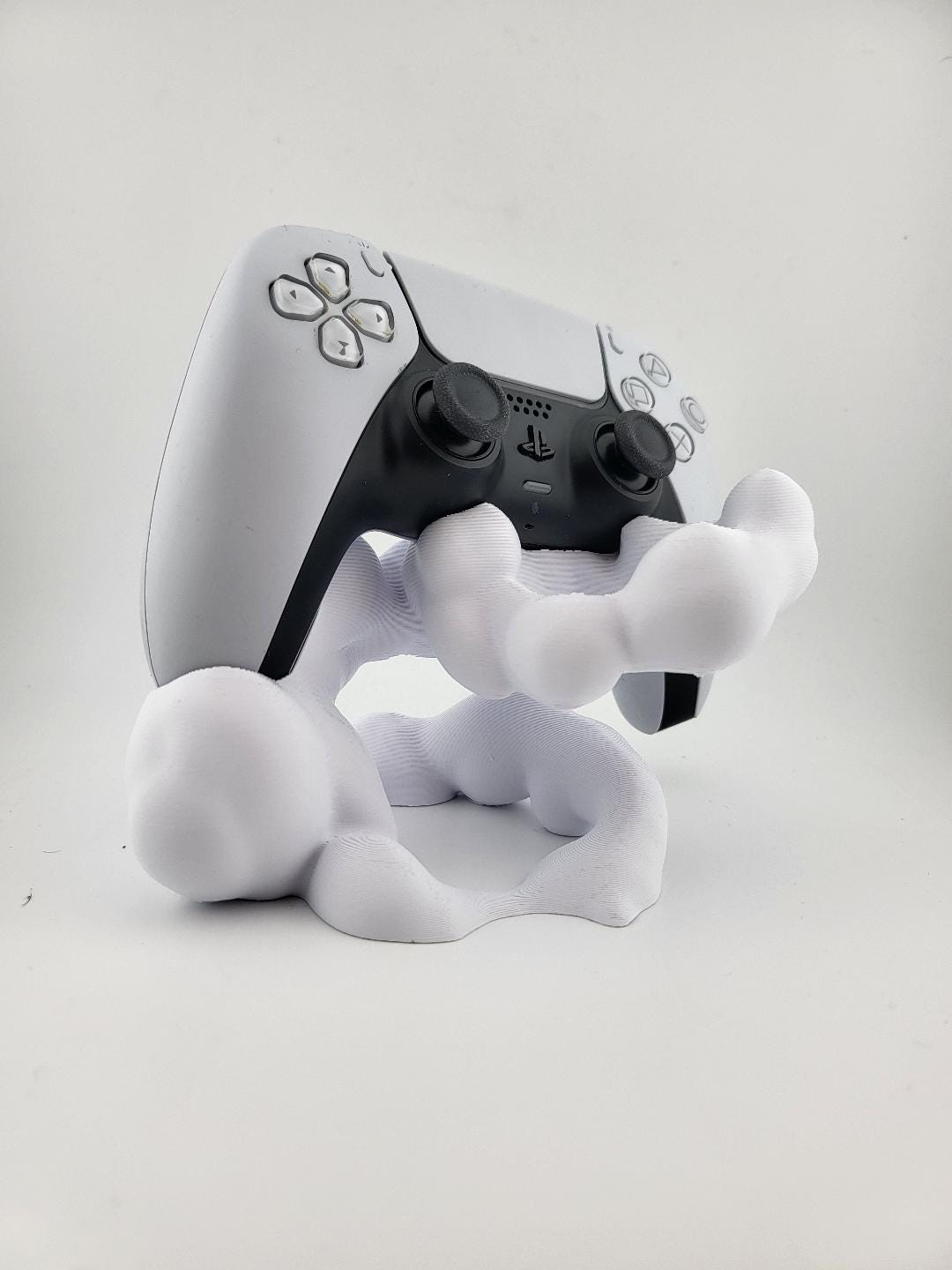 Abstract Cloud PS5 Controller Stand – Organic Blob DualSense Holder, Minimal White Gaming Desk Decor