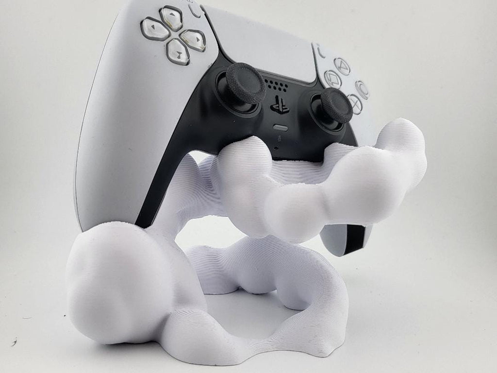 Abstract Cloud PS5 Controller Stand – Organic Blob DualSense Holder, Minimal White Gaming Desk Decor