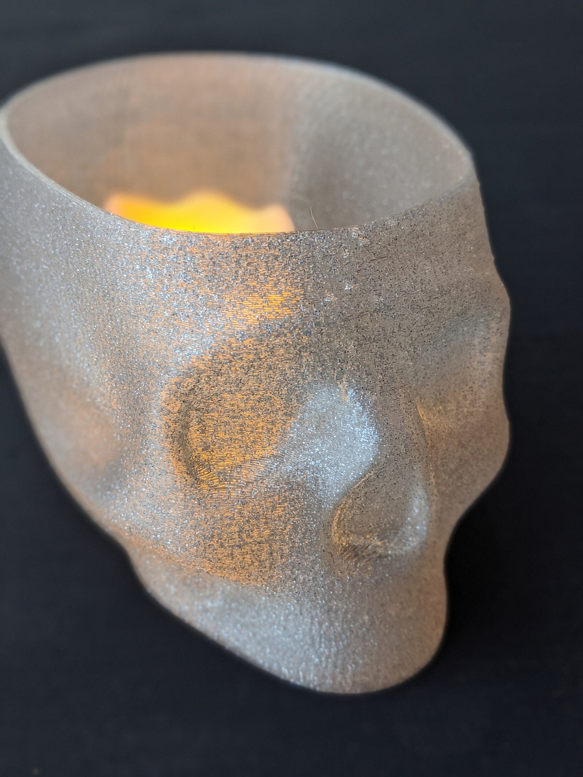 Skull LED Tea Light Holder 3D Printed Human Skull Relief Container
