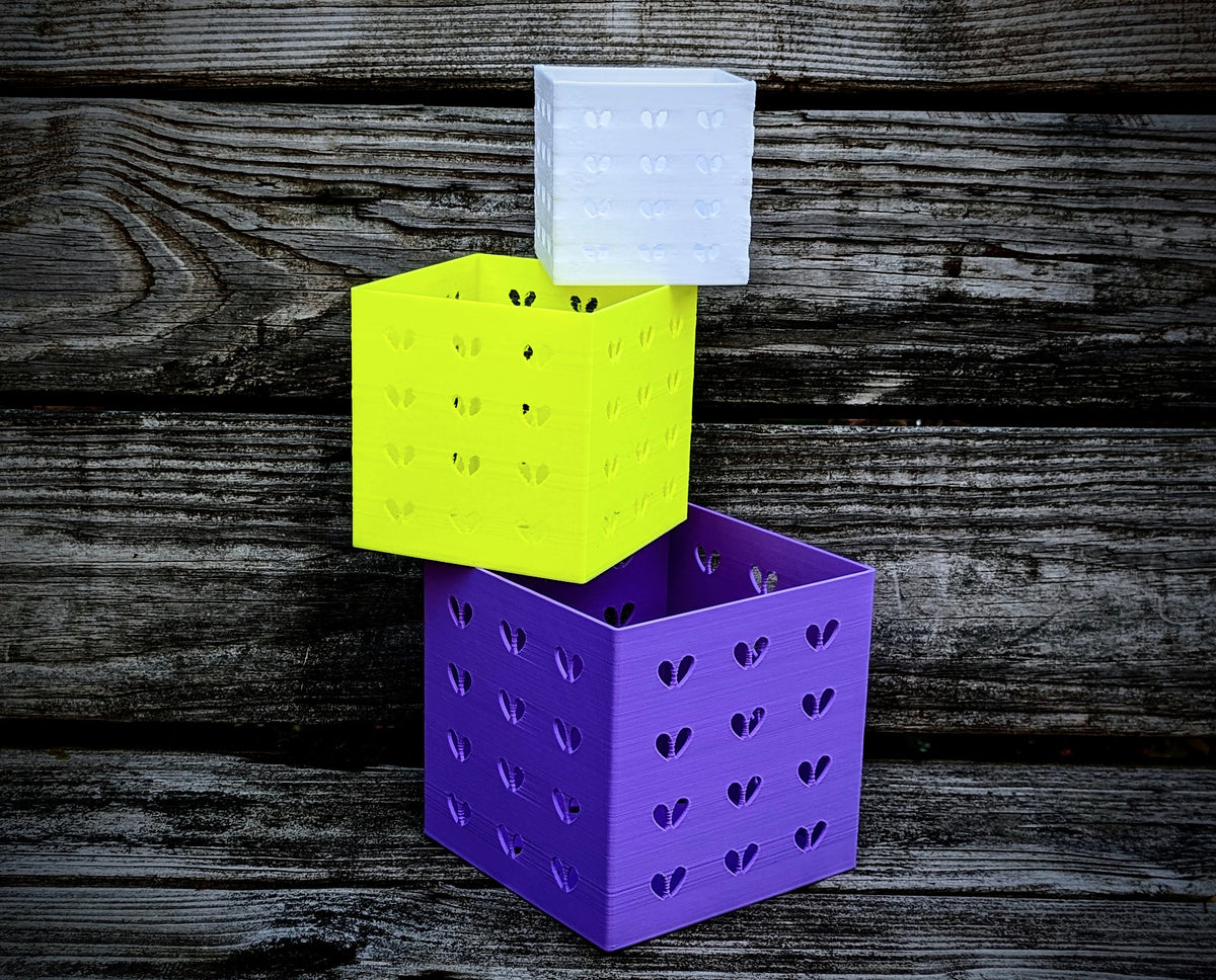 Square Orchid Pot with Heart Holes - Pot Liner for Orchids - Air Pot 3" to 8" in diameter - Sturdy Square Orchid Pot, product image 1