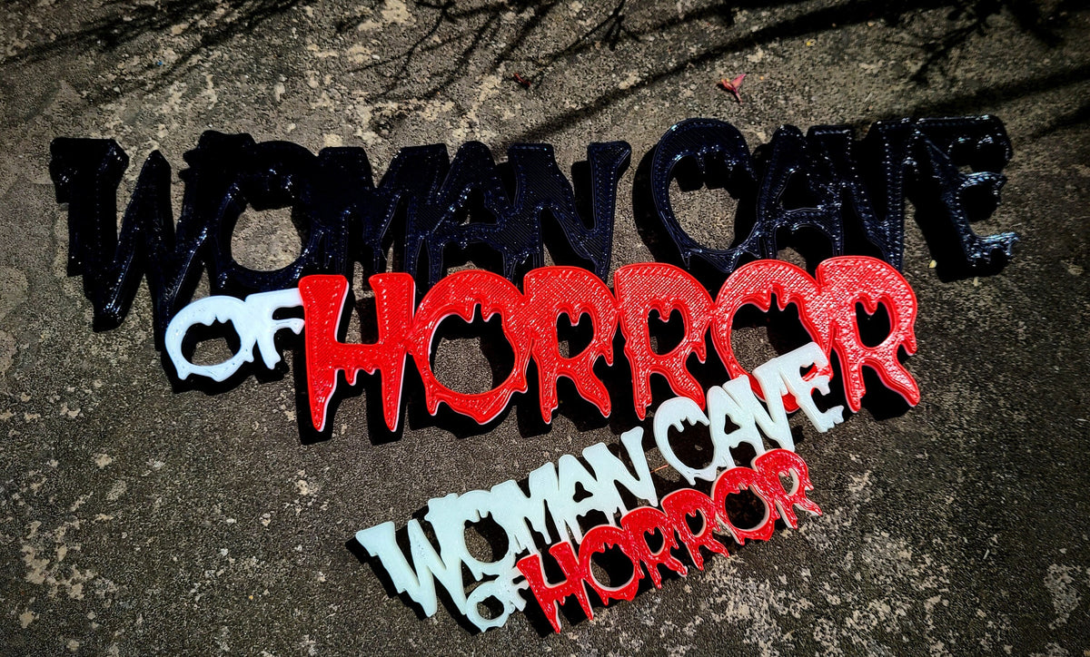Woman Cave of Horror Sign Shelf Art, Woman's Den Room Signage Diorama - Gift for Horror Fans