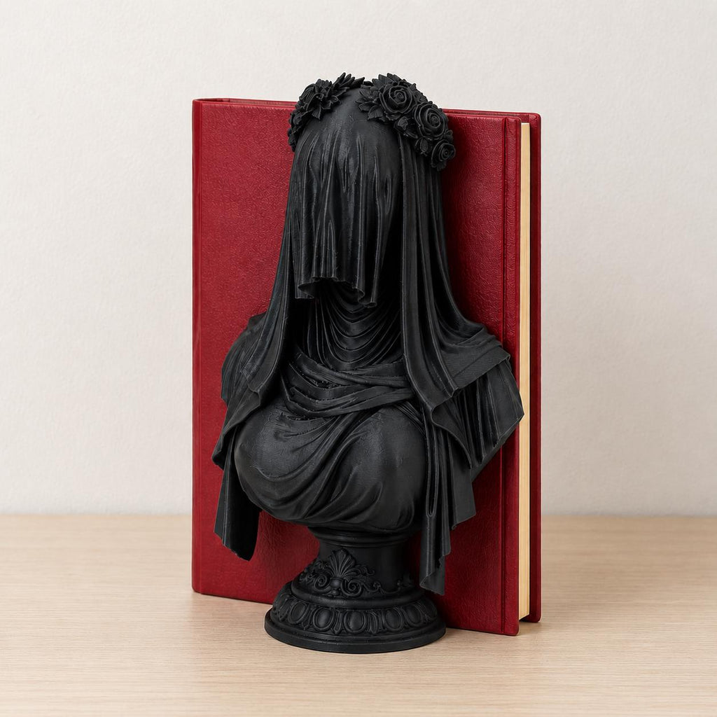 Sinister Bookend, Veiled Lady Book End, Gothic Library Decor, Dark Romance Bookshelf Accent, Black Statue Shelf Decor, Book Lover Gift