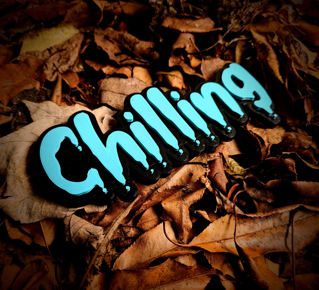 Chilling – Horror Bookshelf Genre Title Sign | Dripping Lettering Shelf Label | Book Nook Decor
