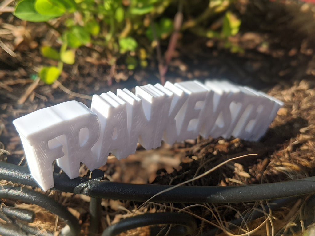 Frankenstein Shelf Sign, Classic Horror Film Logo, PLA Plastic, product image 2