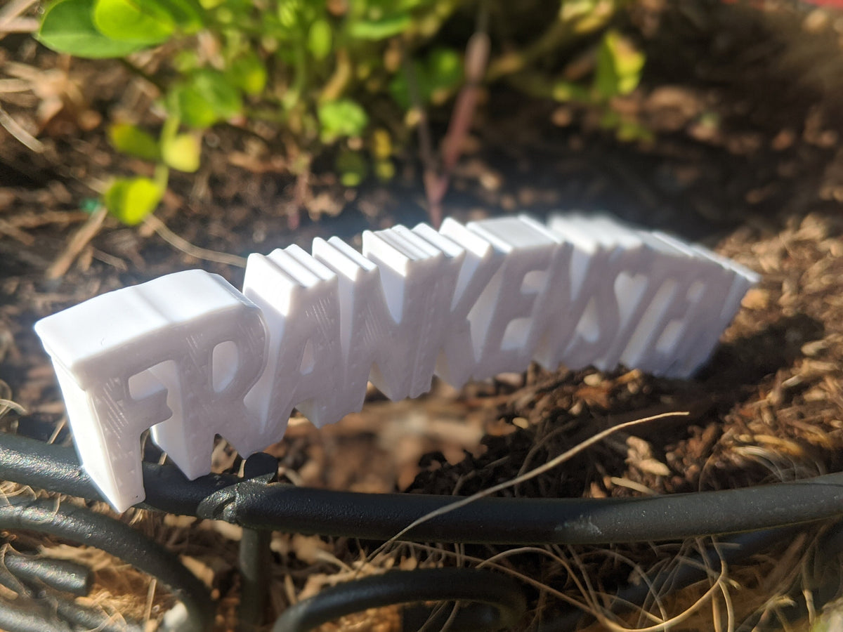 Frankenstein Shelf Sign, Classic Horror Film Logo, PLA Plastic, product image 2
