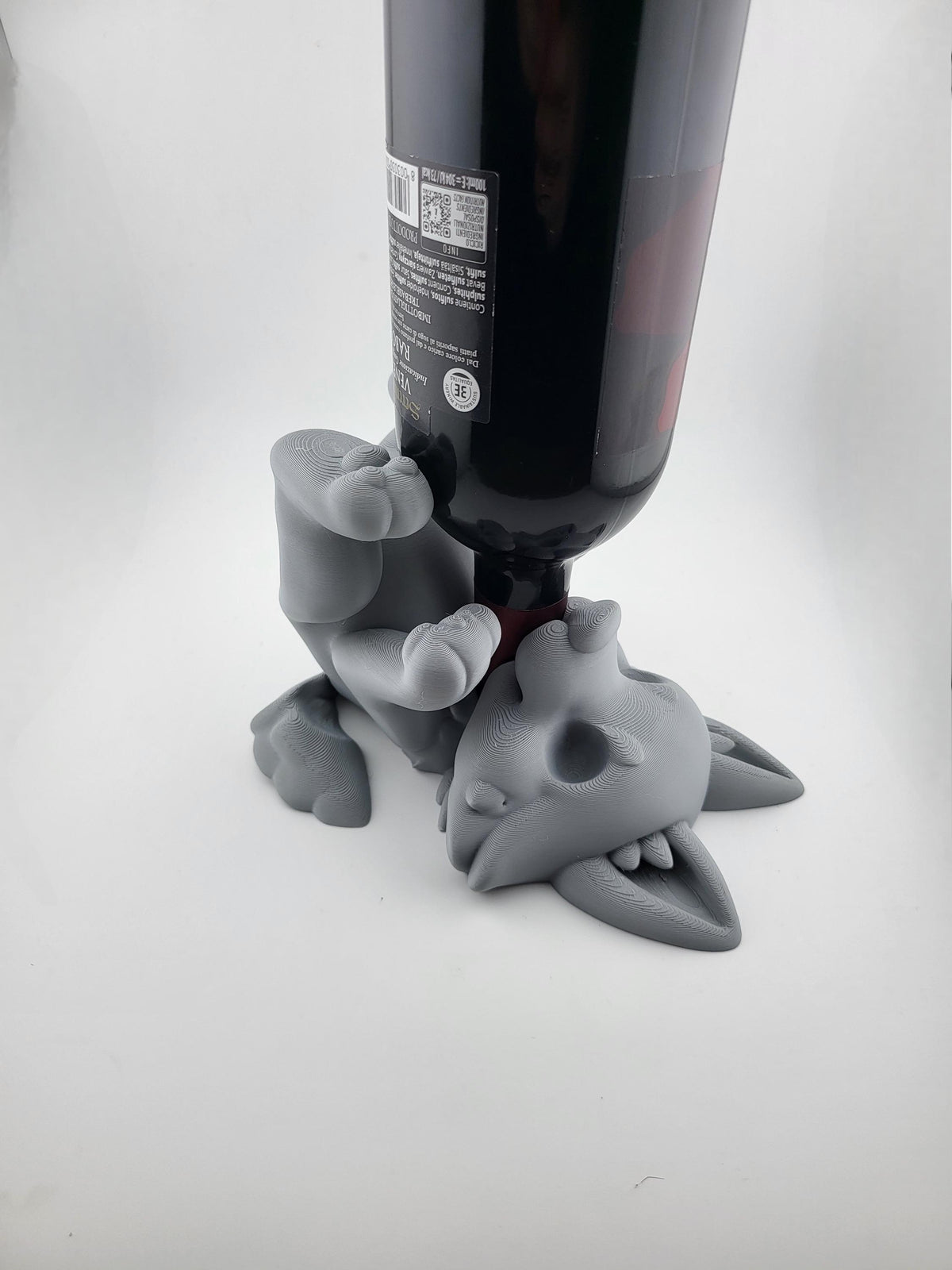 Cute Wolf Wine Bottle Holder – Wolf Pup Bottle Stand for 750ml Wine, Cute Bar & Countertop Decor