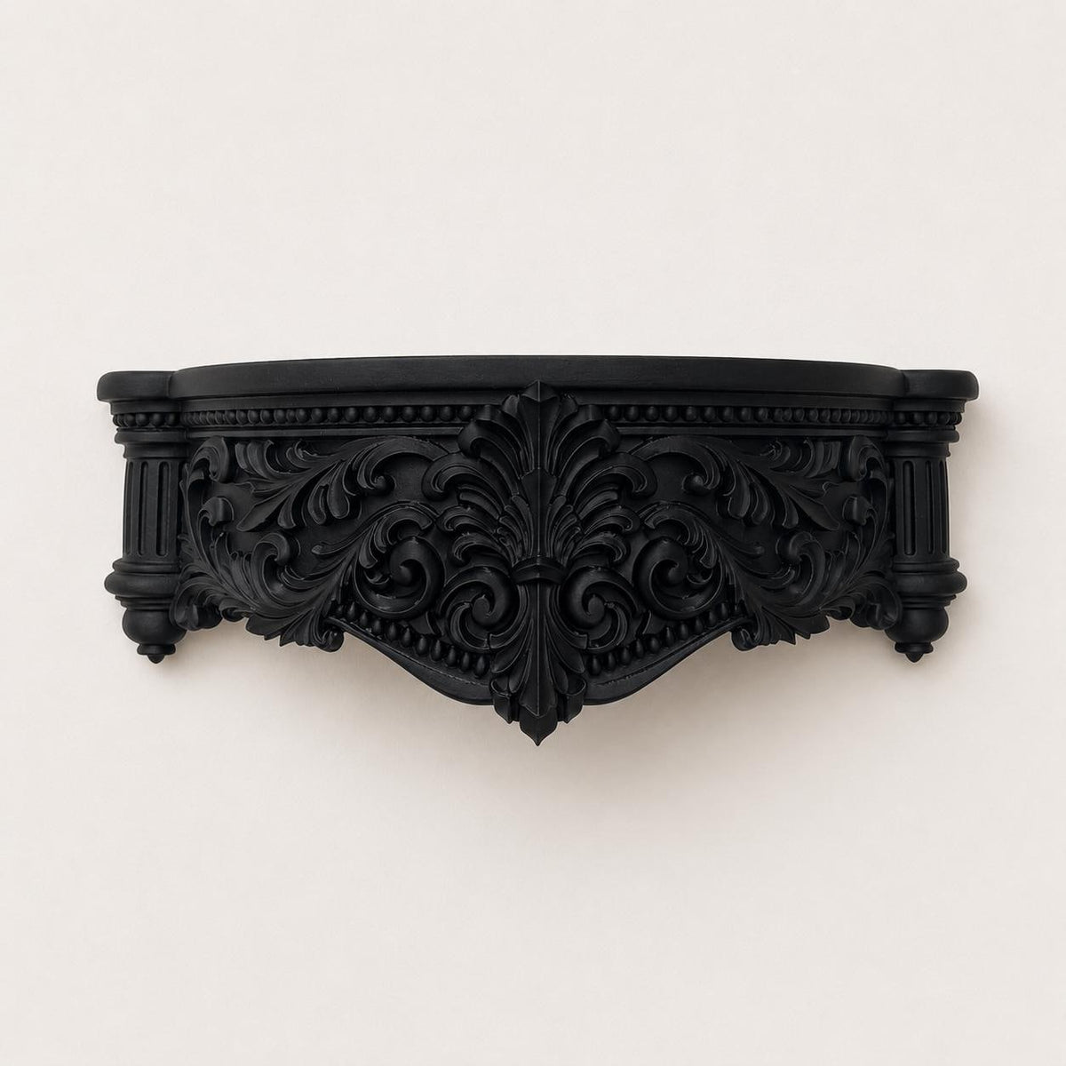 Ornate black Gothic wall shelf with baroque scrollwork — image 2 of 3