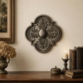Gothic Wall Medallion, Ornate Quatrefoil Wall Decor, Victorian Floral Wall Accent, Dark Academia Decor, Antique Style Wall Art, product image 1