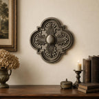 Gothic Wall Medallion, Ornate Quatrefoil Wall Decor, Victorian Floral Wall Accent, Dark Academia Decor, Antique Style Wall Art, product image 1