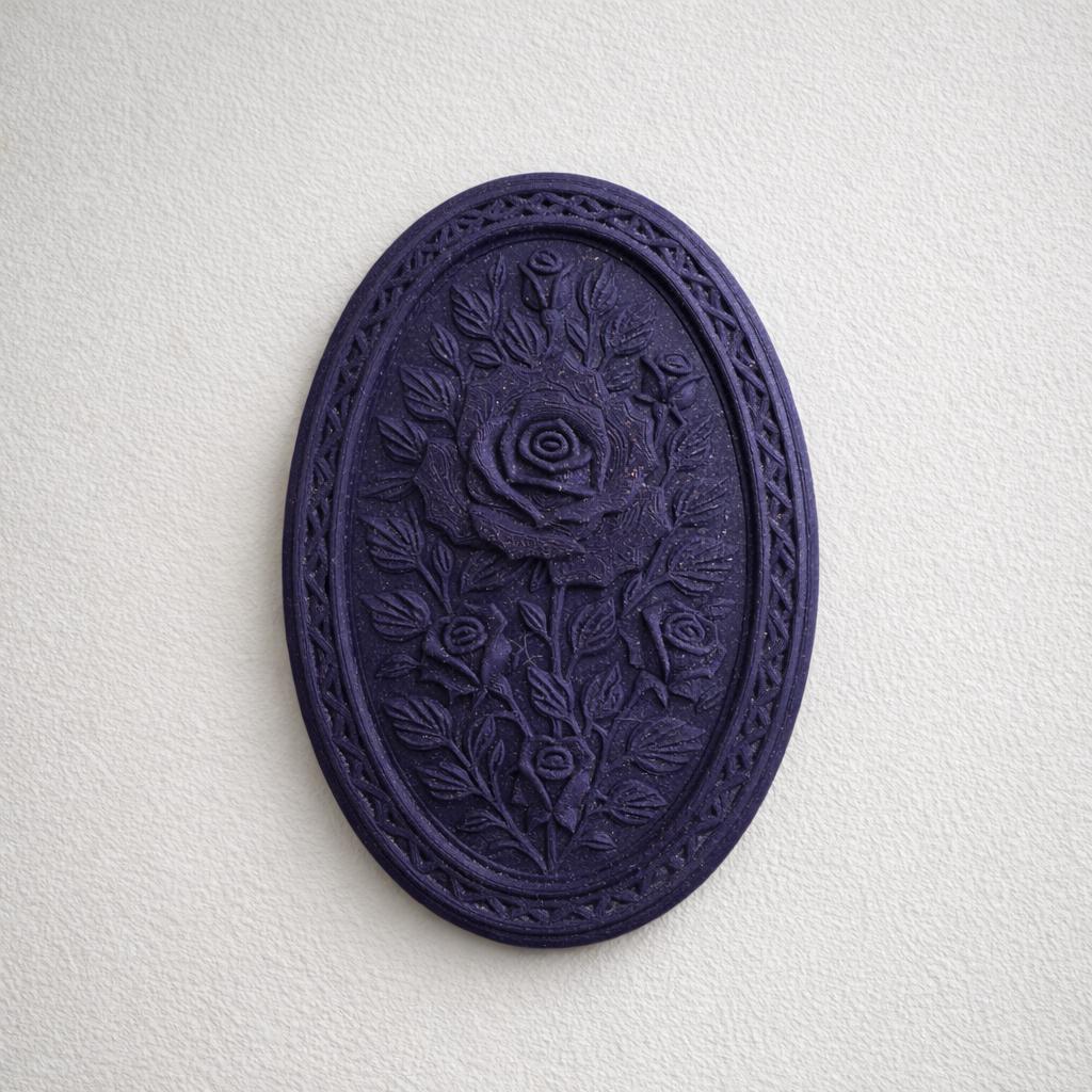 Victorian Rose Wall Plaque – Oval Floral Relief Wall Art – Gothic Decor – Dark Academia Wall Sculpture – Botanical Wall Decor