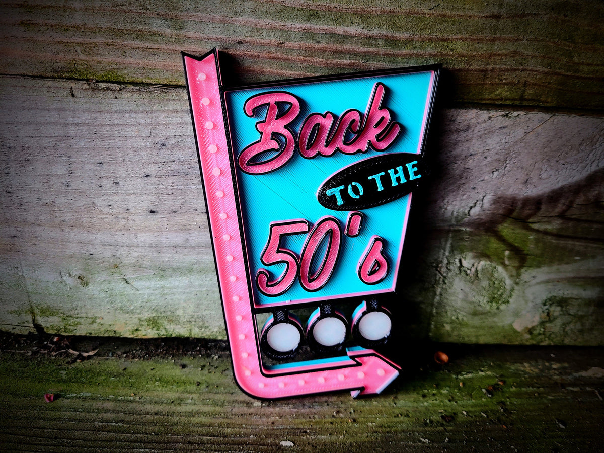 Back to 50s Shelf Display Collection Room Sign - Bookshelf Desk Decor for Vintage Retro and 1950's Era Lovers - Back to the Fifties