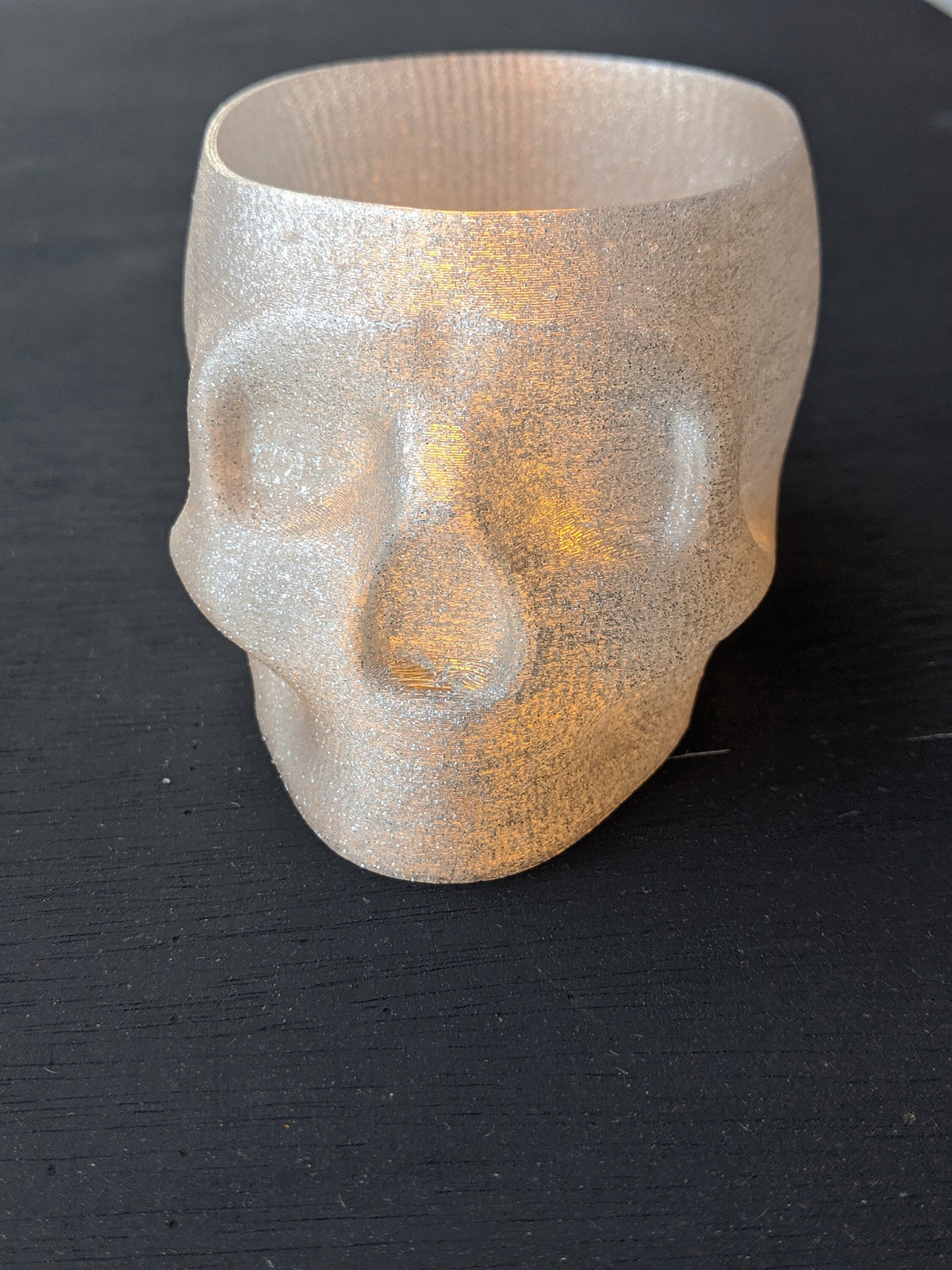 Skull LED Tea Light Holder 3D Printed Human Skull Relief Container