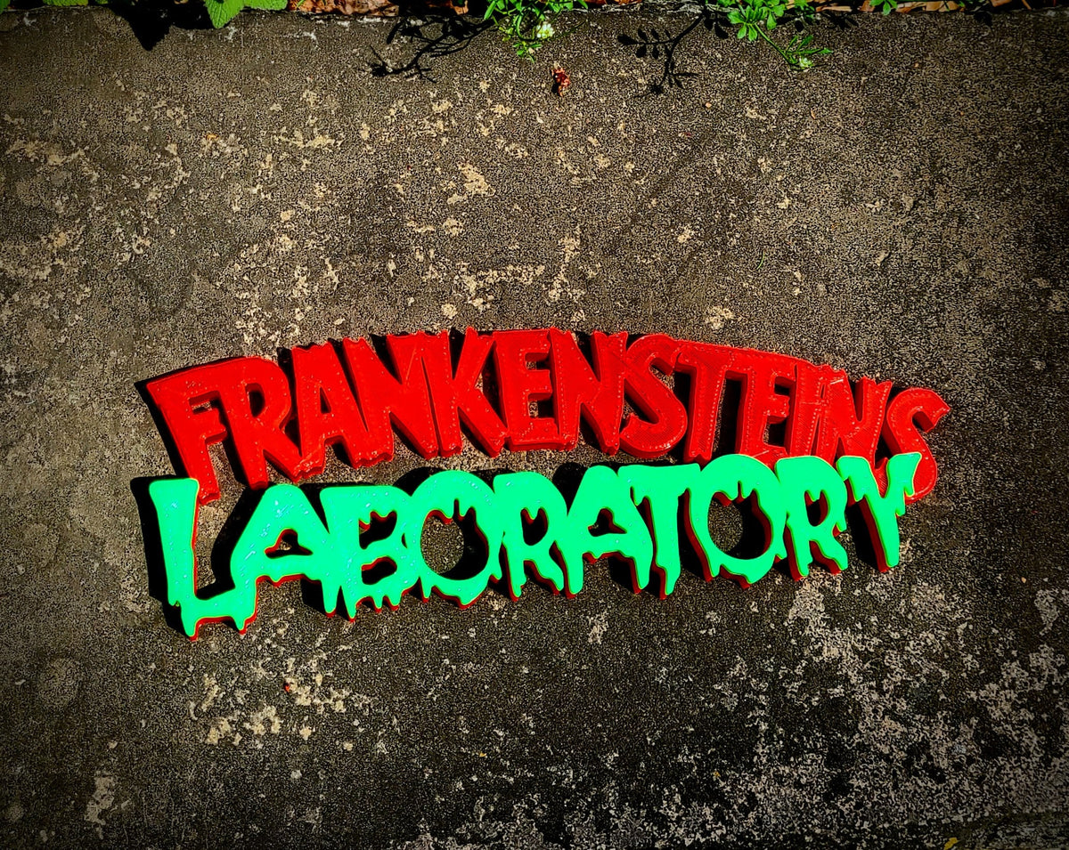 Frankensteins Laboratory Shelf Art, Horror Genre Sign, Classic Horror Film Collectors Logo Sign Signage, product image 1