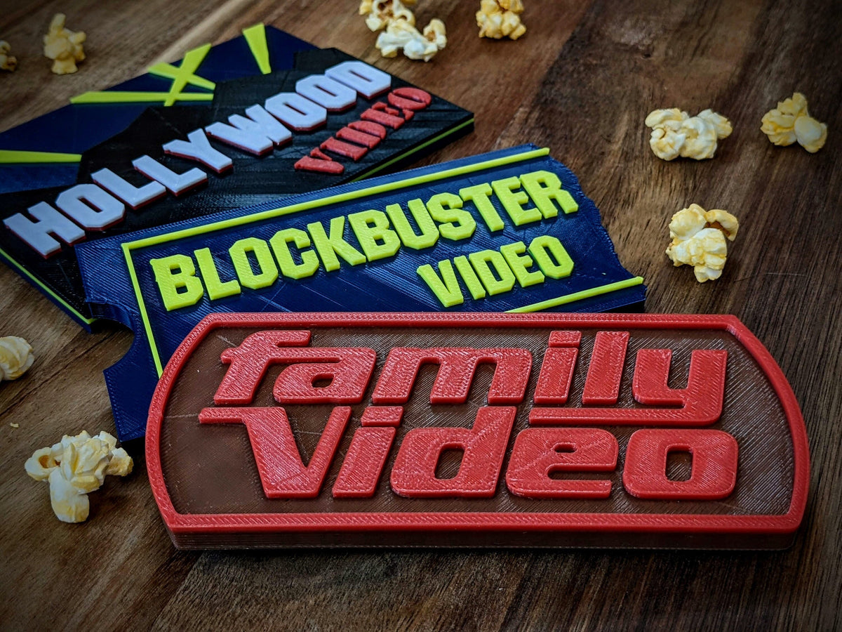 Movie Store Fan 3 Sign Set Shelf Display Collection Room Sign - Bookshelf Desk Decor for Blockbuster Fans