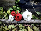 Skull Apple Figurines – Creepy Cute Halloween Decor, Gothic Gift, Spooky 3D Printed Collectibles