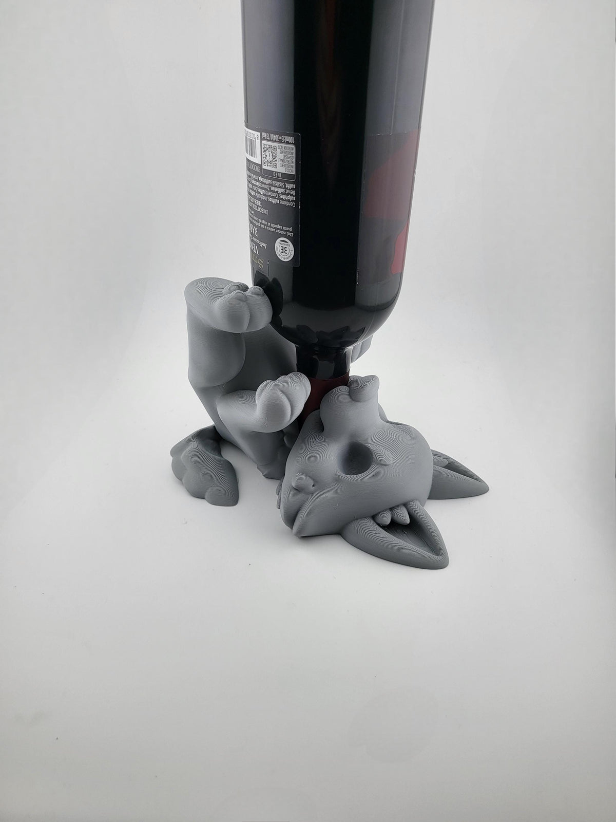 Cute Wolf Wine Bottle Holder – Wolf Pup Bottle Stand for 750ml Wine, Cute Bar & Countertop Decor