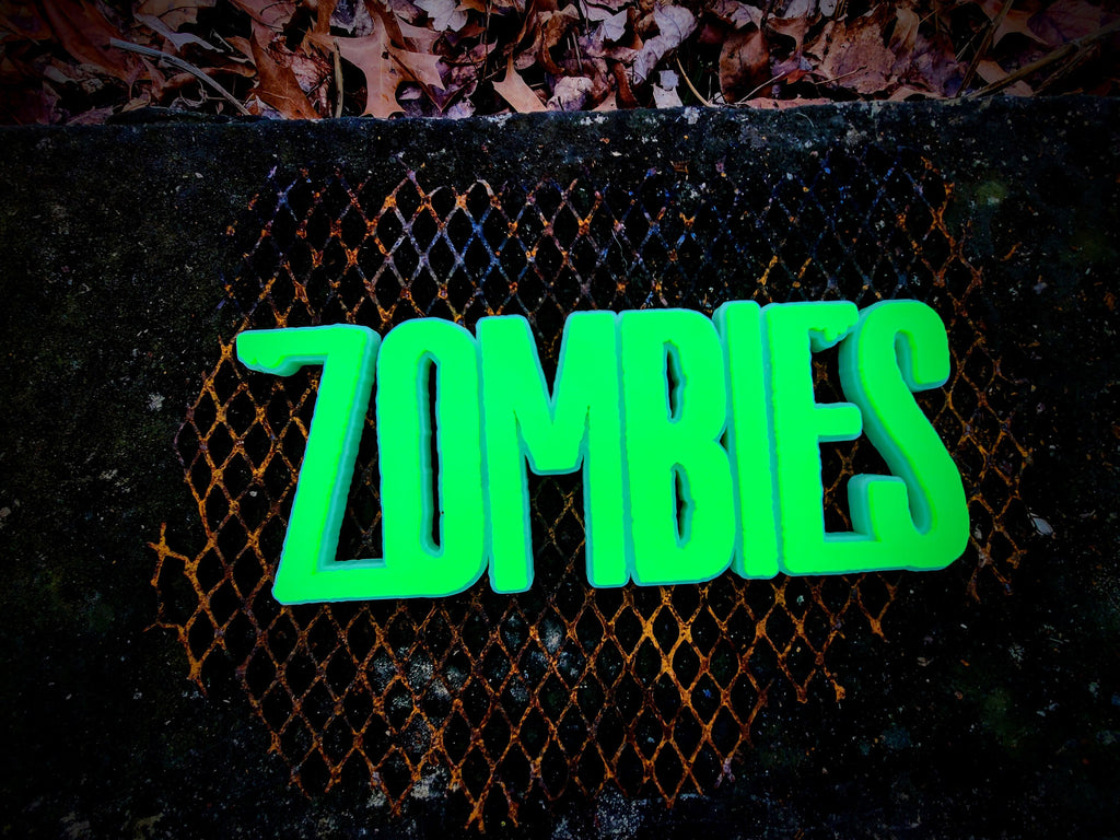 Zombies Wall Shelf Display Sign - Un-Dead Horror Themed Living Undead Stylized Pop Art Sign