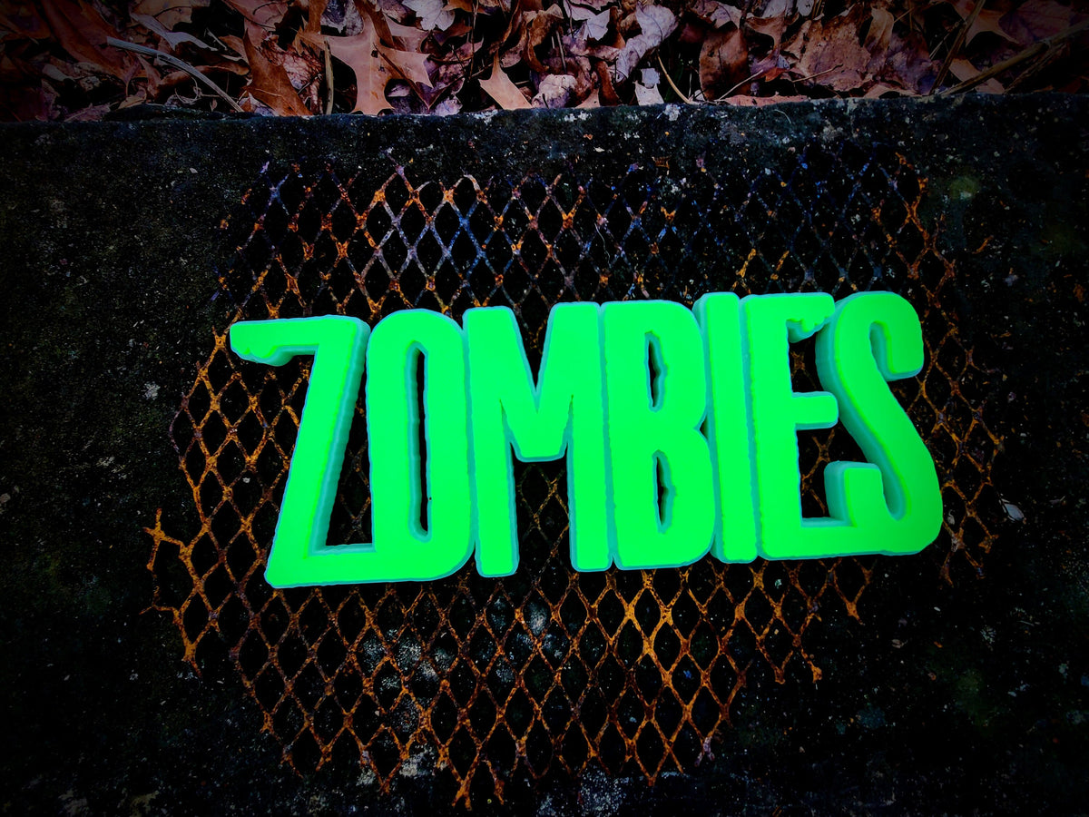 Zombies Wall Shelf Display Sign - Un-Dead Horror Themed Living Undead Stylized Pop Art Sign