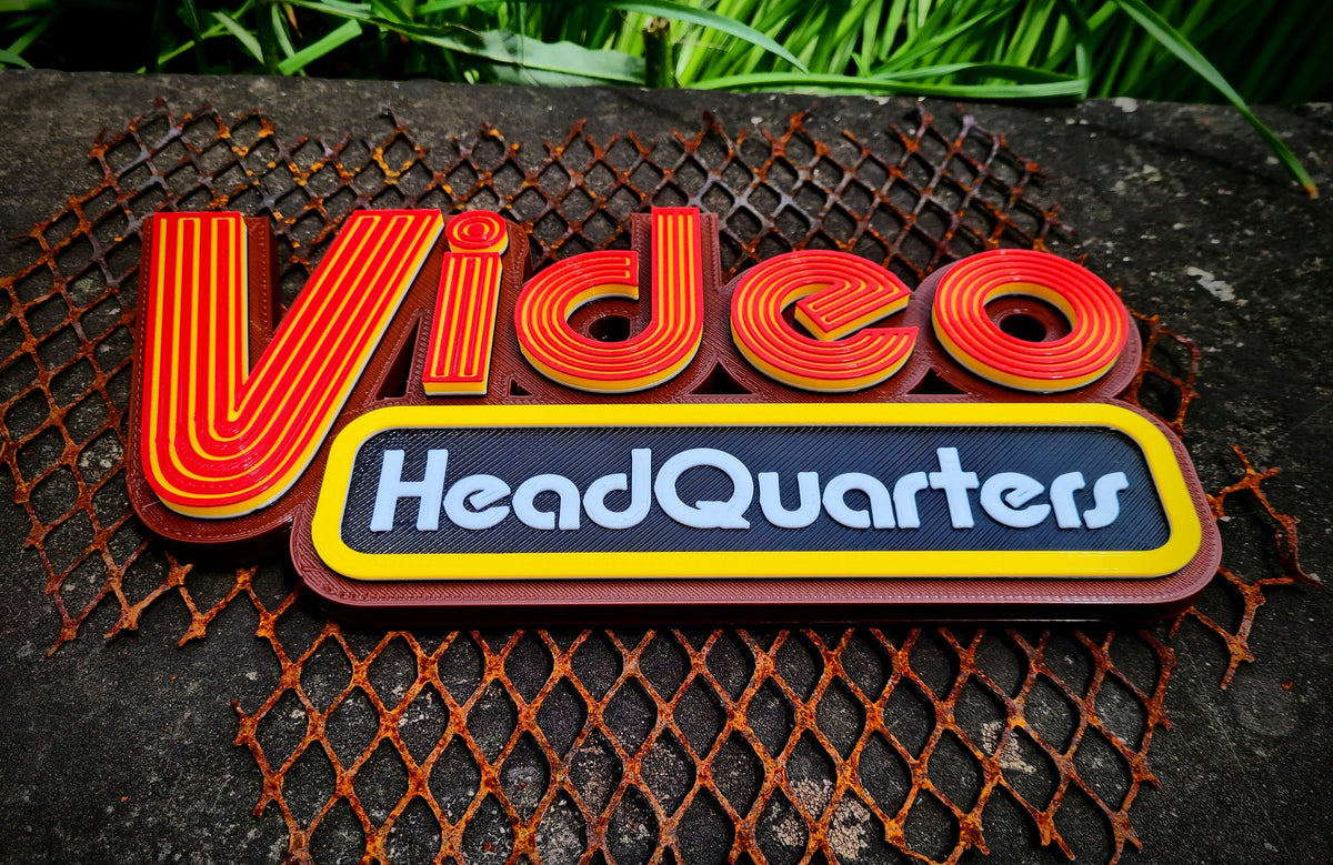 Red yellow and black Video Headquarters retro media-room sign — image 4 of 7