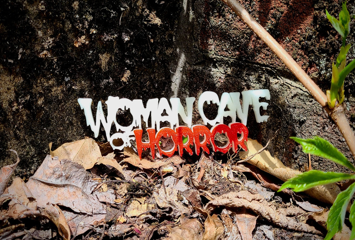 Woman Cave of Horror Sign Shelf Art, Woman's Den Room Signage Diorama - Gift for Horror Fans
