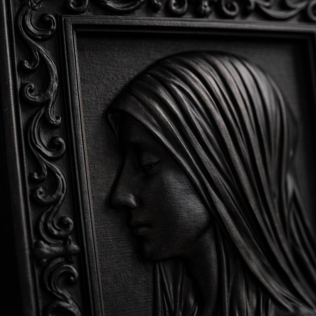 Veiled Woman Portrait Wall Plaque – Classical Relief Wall Art – Victorian Style Cameo Frame – Gothic Decor – Dark Academia Wall Sculpture