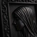 Veiled Woman Portrait Wall Plaque – Classical Relief Wall Art – Victorian Style Cameo Frame – Gothic Decor – Dark Academia Wall Sculpture