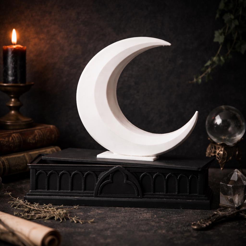 Crescent Moon Jewelry Box, Gothic Jewelry Box, Moon Trinket Box, Celestial Keepsake Box, Witchy Decor, Gothic Vanity Storage