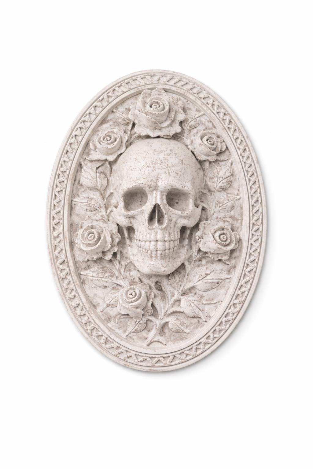 Oval Skull & Roses Wall Plaque Gothic Skull Wall Decor Dark Academia Wall Art Skull Rose Sculpture Gothic Home Decor Macabre Wall Plaque