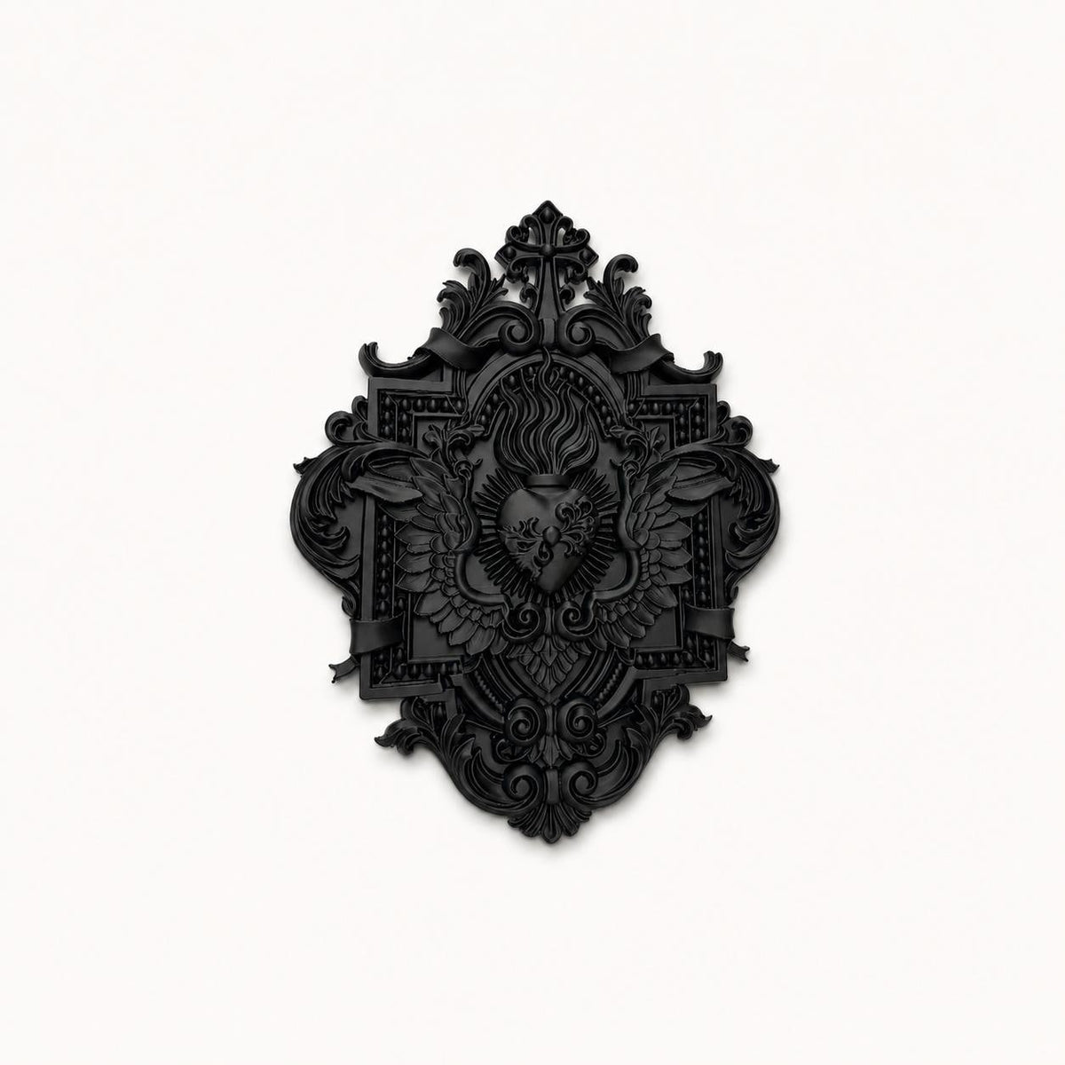 Celestial Plaque Gothic Wall Decor, Black Sacred Heart Wall Plaque, Ornate Baroque Dark Home Decor, Victorian Gothic Wall Art, product image 2