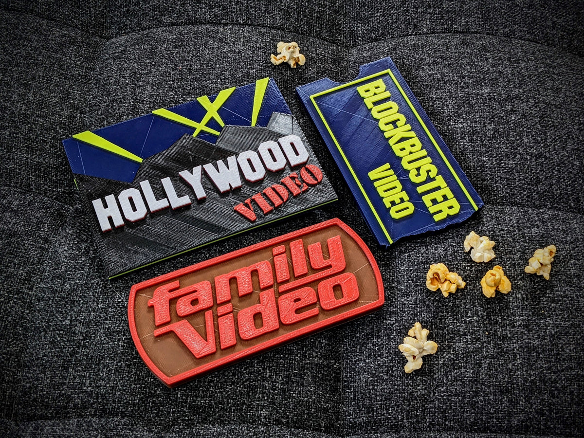 Movie Store Fan 3 Sign Set Shelf Display Collection Room Sign - Bookshelf Desk Decor for Blockbuster Fans