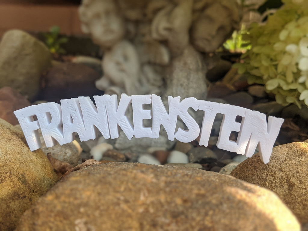 Frankenstein Shelf Sign, Classic Horror Film Logo, PLA Plastic, product image 5