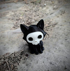 Spooky Cute Skeleton Cat Figurine – 3D Printed Gothic Decor, Halloween Gift, Creepy Cute Collectible