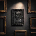 Veiled Woman Portrait Wall Plaque – Classical Relief Wall Art – Victorian Style Cameo Frame – Gothic Decor – Dark Academia Wall Sculpture
