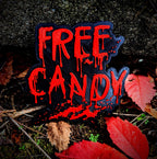 Free Candy Blood Splat Sign – Horror Halloween Wall Decor, Creepy Plaque for Garage, Man Cave & Movie Room, Goth Spooky Gift