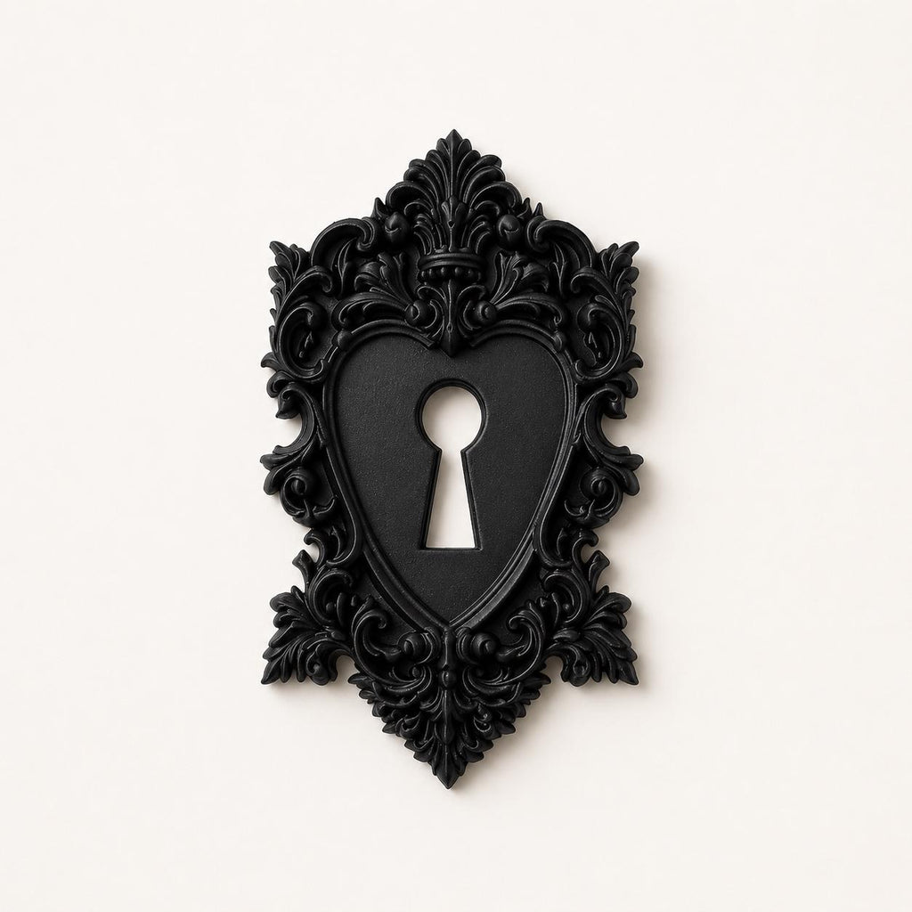 Gothic Heart Keyhole Wall Decor, Ornate Victorian Escutcheon, Baroque Keyhole Plate, Dark Romance Wall Accent, Antique Style Decor, product image 2