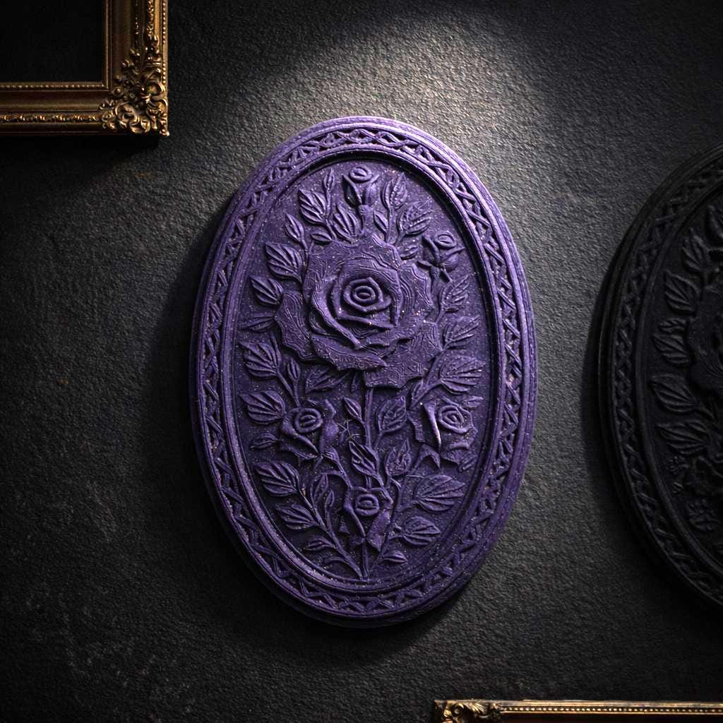 Victorian Rose Wall Plaque – Oval Floral Relief Wall Art – Gothic Decor – Dark Academia Wall Sculpture – Botanical Wall Decor
