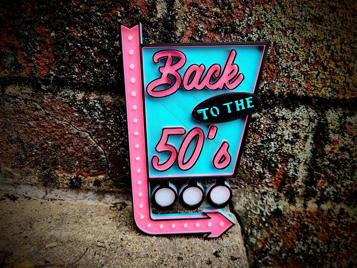 Back to 50s Shelf Display Collection Room Sign - Bookshelf Desk Decor for Vintage Retro and 1950's Era Lovers - Back to the Fifties