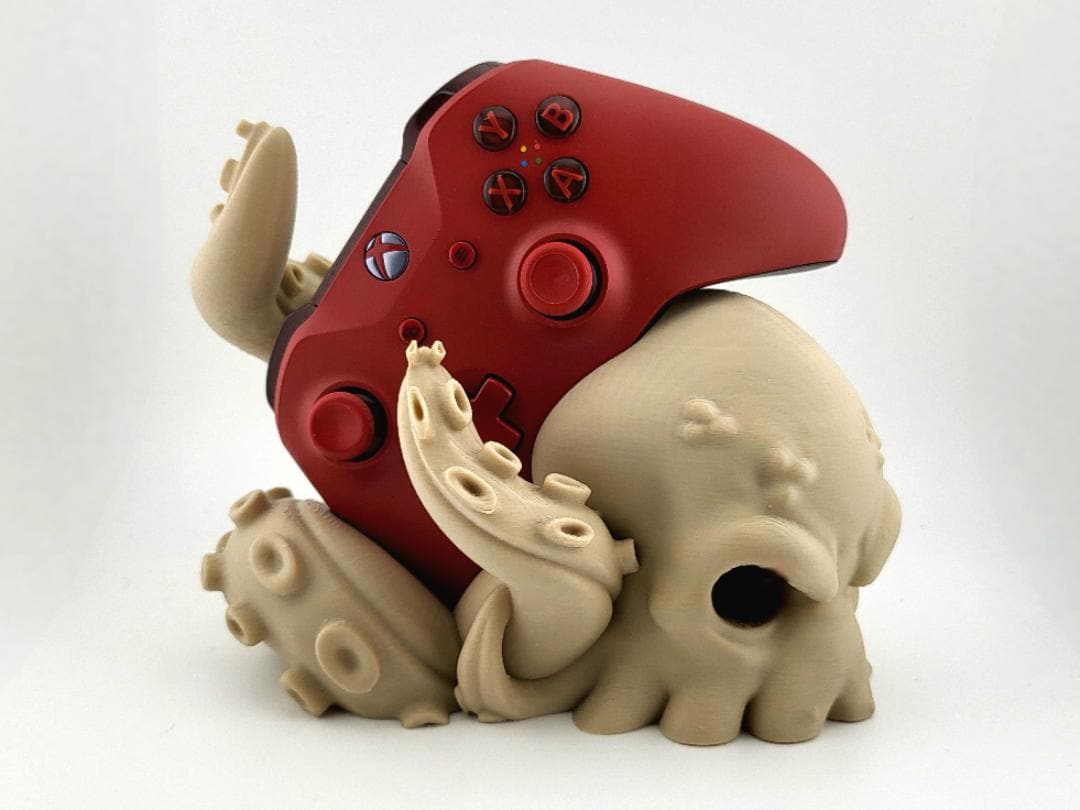 Skull & Tentacle Xbox Controller Stand – Creepy Cute Gamer Decor – 3D Printed Fantasy Stand – Halloween Gaming Gift