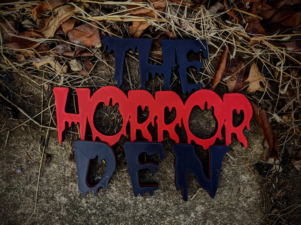 Layered red and black Horror Den 3D-printed sign — image 3 of 5
