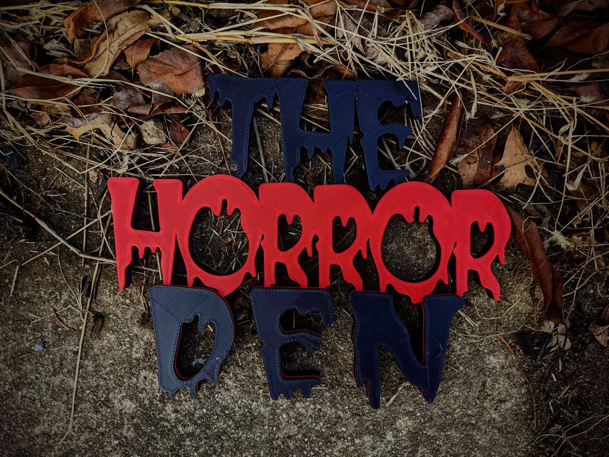 Layered red and black Horror Den 3D-printed sign — image 3 of 5