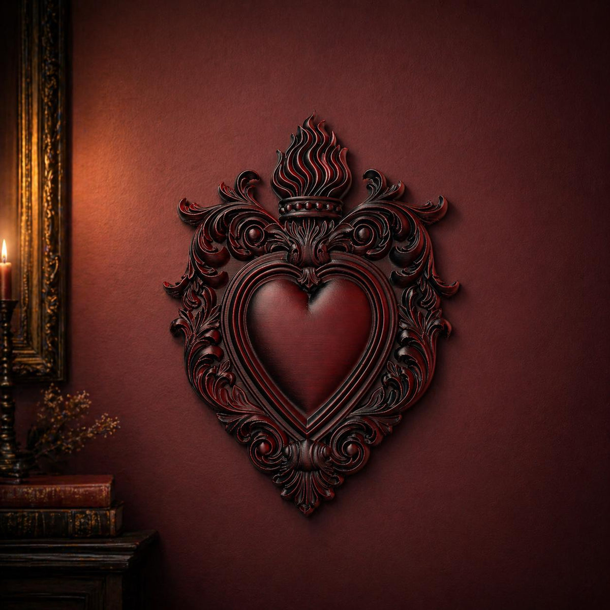 Sacred Heart Wall Decor Gothic Wall Art Baroque Ornament Romantic Home Decor Vintage Style Wall Hanging Dark Academia Decor, product image 3