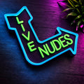 Live Nudes Arrow Sign | Neon Style Wall Sign | Funny Adult Streamer Decor | Cam Room Wall Art | Gamer Setup Sign | Content Creator Studio