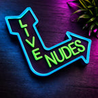 Live Nudes Arrow Sign | Neon Style Wall Sign | Funny Adult Streamer Decor | Cam Room Wall Art | Gamer Setup Sign | Content Creator Studio